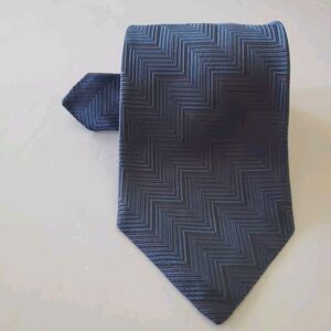 Robert Talbott Men's Best of Class Jacquard Blue Chevron Silk Necktie Handsewn